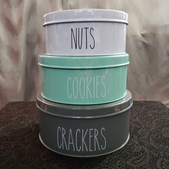 UNUSED set of 3 food storage tins - NOT RAE DUNN